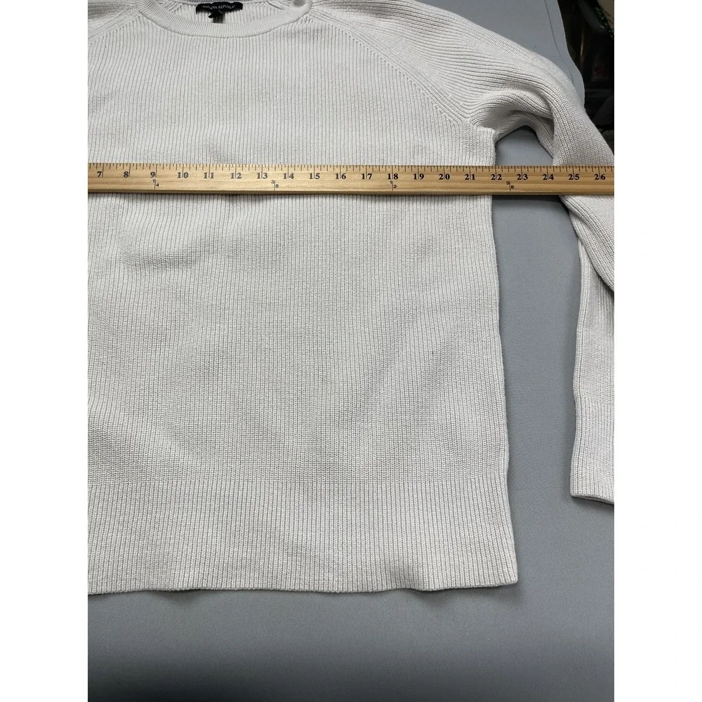 Banana Republic Men Sweater Large Ivory Ribbed Crew Neck Skater Grunge Fisherman